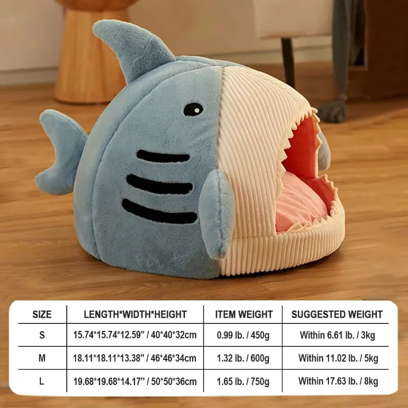 Warm Cat Beds Cartoon Shark Pet Cave Beds Sweet Kittens Basket Cushion Cat Pillow Mat Tent Puppy Nest Cave Pet Goods